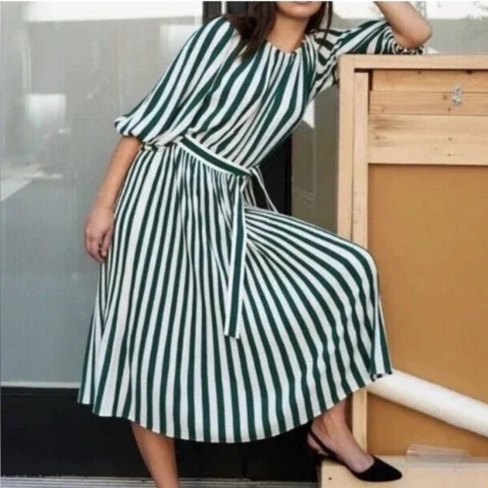 AYR Who’s She Glass Green Regatta stripe dress M brand new, never worn